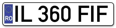Placuta inmatriculare numar auto  IL-360-FIF, IL 360 FIF, IL360FIF