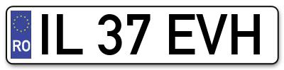 Placuta inmatriculare numar auto  IL-37-EVH, IL 37 EVH, IL37EVH