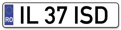 Placuta inmatriculare numar auto  IL-37-ISD, IL 37 ISD, IL37ISD