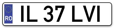 Placuta inmatriculare numar auto  IL-37-LVI, IL 37 LVI, IL37LVI