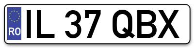 Placuta inmatriculare numar auto  IL-37-QBX, IL 37 QBX, IL37QBX