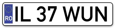 Placuta inmatriculare numar auto  IL-37-WUN, IL 37 WUN, IL37WUN