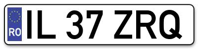Placuta inmatriculare numar auto  IL-37-ZRQ, IL 37 ZRQ, IL37ZRQ