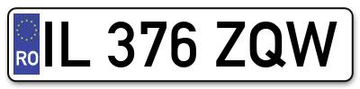 Placuta inmatriculare numar auto  IL-376-ZQW, IL 376 ZQW, IL376ZQW