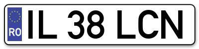 Placuta inmatriculare numar auto  IL-38-LCN, IL 38 LCN, IL38LCN
