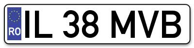 Placuta inmatriculare numar auto  IL-38-MVB, IL 38 MVB, IL38MVB