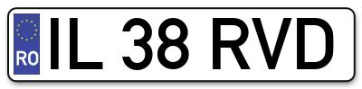 Placuta inmatriculare numar auto  IL-38-RVD, IL 38 RVD, IL38RVD