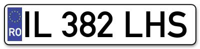 Placuta inmatriculare numar auto  IL-382-LHS, IL 382 LHS, IL382LHS