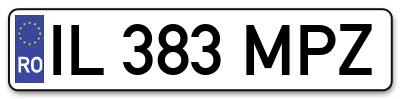 Placuta inmatriculare numar auto  IL-383-MPZ, IL 383 MPZ, IL383MPZ