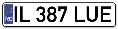 Placuta inmatriculare numar auto  IL-387-LUE, IL 387 LUE, IL387LUE