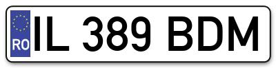 Placuta inmatriculare numar auto  IL-389-BDM, IL 389 BDM, IL389BDM