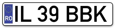 Placuta inmatriculare numar auto  IL-39-BBK, IL 39 BBK, IL39BBK