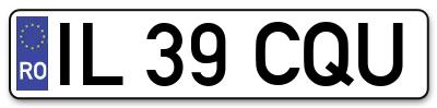 Placuta inmatriculare numar auto  IL-39-CQU, IL 39 CQU, IL39CQU