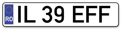 Placuta inmatriculare numar auto  IL-39-EFF, IL 39 EFF, IL39EFF