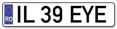 Placuta inmatriculare numar auto  IL-39-EYE, IL 39 EYE, IL39EYE