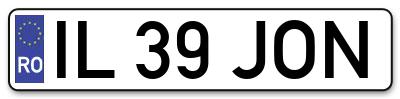 Placuta inmatriculare numar auto  IL-39-JON, IL 39 JON, IL39JON
