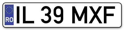 Placuta inmatriculare numar auto  IL-39-MXF, IL 39 MXF, IL39MXF