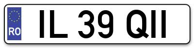 Placuta inmatriculare numar auto  IL-39-QII, IL 39 QII, IL39QII
