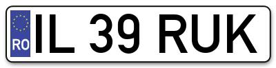 Placuta inmatriculare numar auto  IL-39-RUK, IL 39 RUK, IL39RUK