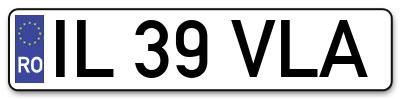Placuta inmatriculare numar auto  IL-39-VLA, IL 39 VLA, IL39VLA