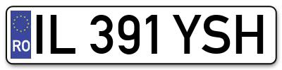 Placuta inmatriculare numar auto  IL-391-YSH, IL 391 YSH, IL391YSH
