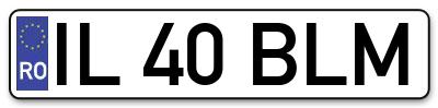 Placuta inmatriculare numar auto  IL-40-BLM, IL 40 BLM, IL40BLM