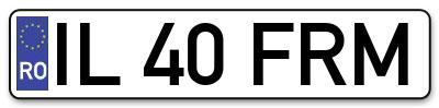 Placuta inmatriculare numar auto  IL-40-FRM, IL 40 FRM, IL40FRM