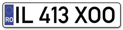 Placuta inmatriculare numar auto  IL-413-XOO, IL 413 XOO, IL413XOO