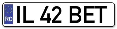 Placuta inmatriculare numar auto  IL-42-BET, IL 42 BET, IL42BET