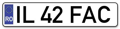 Placuta inmatriculare numar auto  IL-42-FAC, IL 42 FAC, IL42FAC
