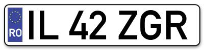 Placuta inmatriculare numar auto  IL-42-ZGR, IL 42 ZGR, IL42ZGR