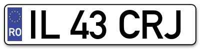Placuta inmatriculare numar auto  IL-43-CRJ, IL 43 CRJ, IL43CRJ