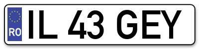 Placuta inmatriculare numar auto  IL-43-GEY, IL 43 GEY, IL43GEY