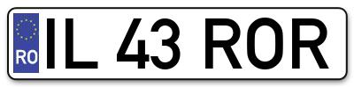 Placuta inmatriculare numar auto  IL-43-ROR, IL 43 ROR, IL43ROR