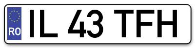 Placuta inmatriculare numar auto  IL-43-TFH, IL 43 TFH, IL43TFH