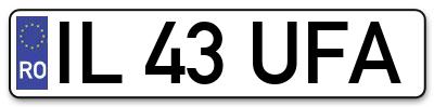 Placuta inmatriculare numar auto  IL-43-UFA, IL 43 UFA, IL43UFA