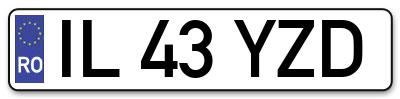 Placuta inmatriculare numar auto  IL-43-YZD, IL 43 YZD, IL43YZD