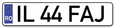 Placuta inmatriculare numar auto  IL-44-FAJ, IL 44 FAJ, IL44FAJ