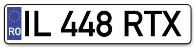 Placuta inmatriculare numar auto  IL-448-RTX, IL 448 RTX, IL448RTX