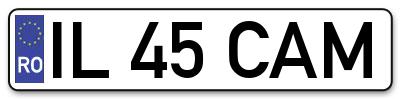 Placuta inmatriculare numar auto  IL-45-CAM, IL 45 CAM, IL45CAM