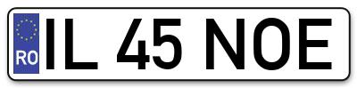 Placuta inmatriculare numar auto  IL-45-NOE, IL 45 NOE, IL45NOE