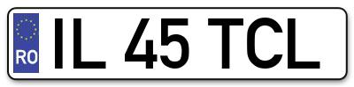 Placuta inmatriculare numar auto  IL-45-TCL, IL 45 TCL, IL45TCL