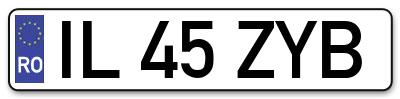 Placuta inmatriculare numar auto  IL-45-ZYB, IL 45 ZYB, IL45ZYB