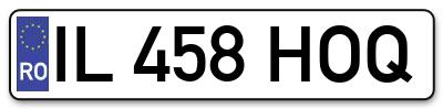 Placuta inmatriculare numar auto  IL-458-HOQ, IL 458 HOQ, IL458HOQ