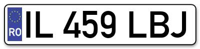 Placuta inmatriculare numar auto  IL-459-LBJ, IL 459 LBJ, IL459LBJ