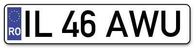 Placuta inmatriculare numar auto  IL-46-AWU, IL 46 AWU, IL46AWU