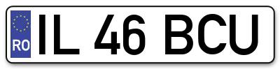 Placuta inmatriculare numar auto  IL-46-BCU, IL 46 BCU, IL46BCU