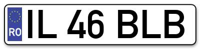 Placuta inmatriculare numar auto  IL-46-BLB, IL 46 BLB, IL46BLB