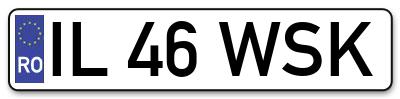 Placuta inmatriculare numar auto  IL-46-WSK, IL 46 WSK, IL46WSK