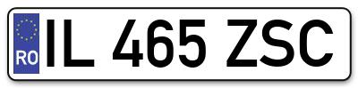 Placuta inmatriculare numar auto  IL-465-ZSC, IL 465 ZSC, IL465ZSC